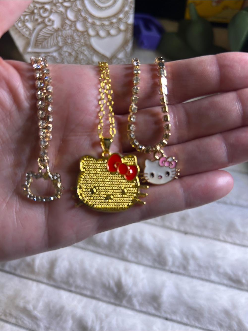 3 Hello Kitty Pendant Necklaces